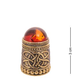 AM-3570 Наперсток «Череп» (латунь, янтарь)