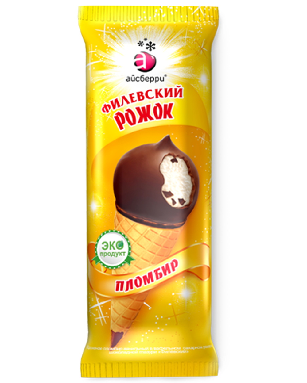 Мороженое Филевский пломбир ванильный, рожок, 60г