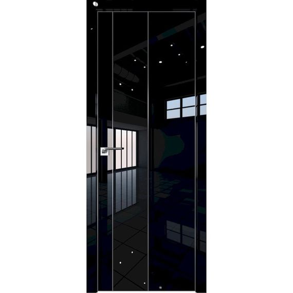 Межкомнатная дверь глянцевая Profil Doors 19LE чёрный люкс со вставкой