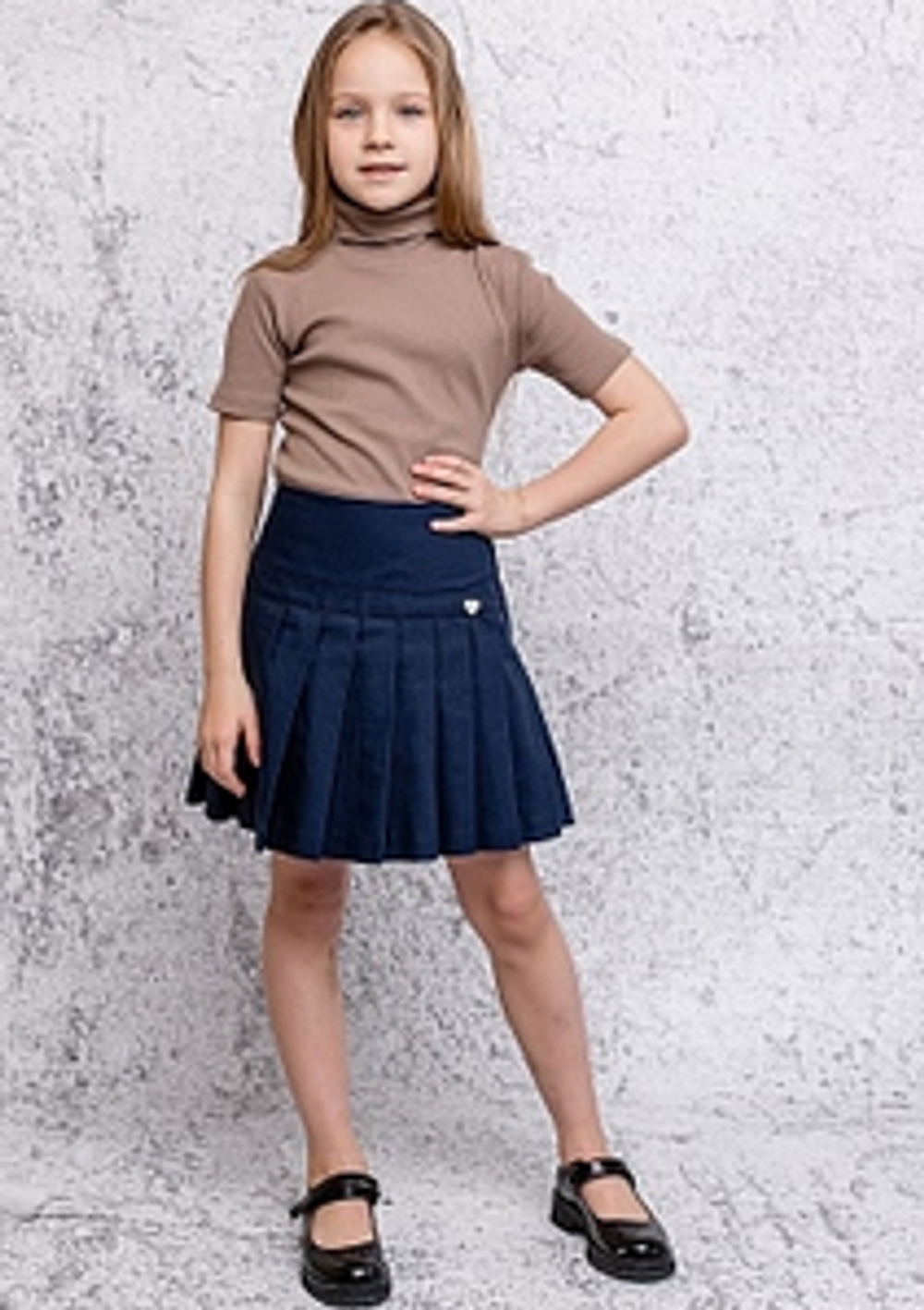 Водолазка для девочек 002_ШБ коробкарукав бежевый р.140 (Батик)