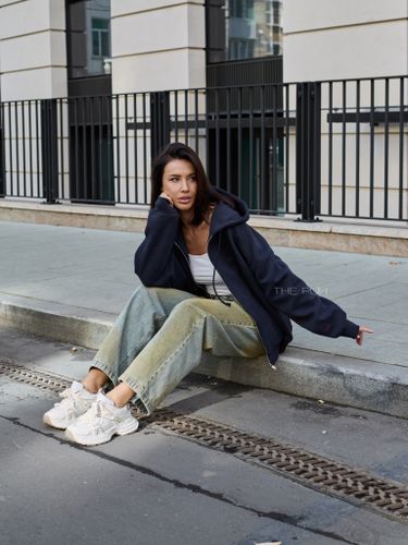 Худи на молнии в синем цвете