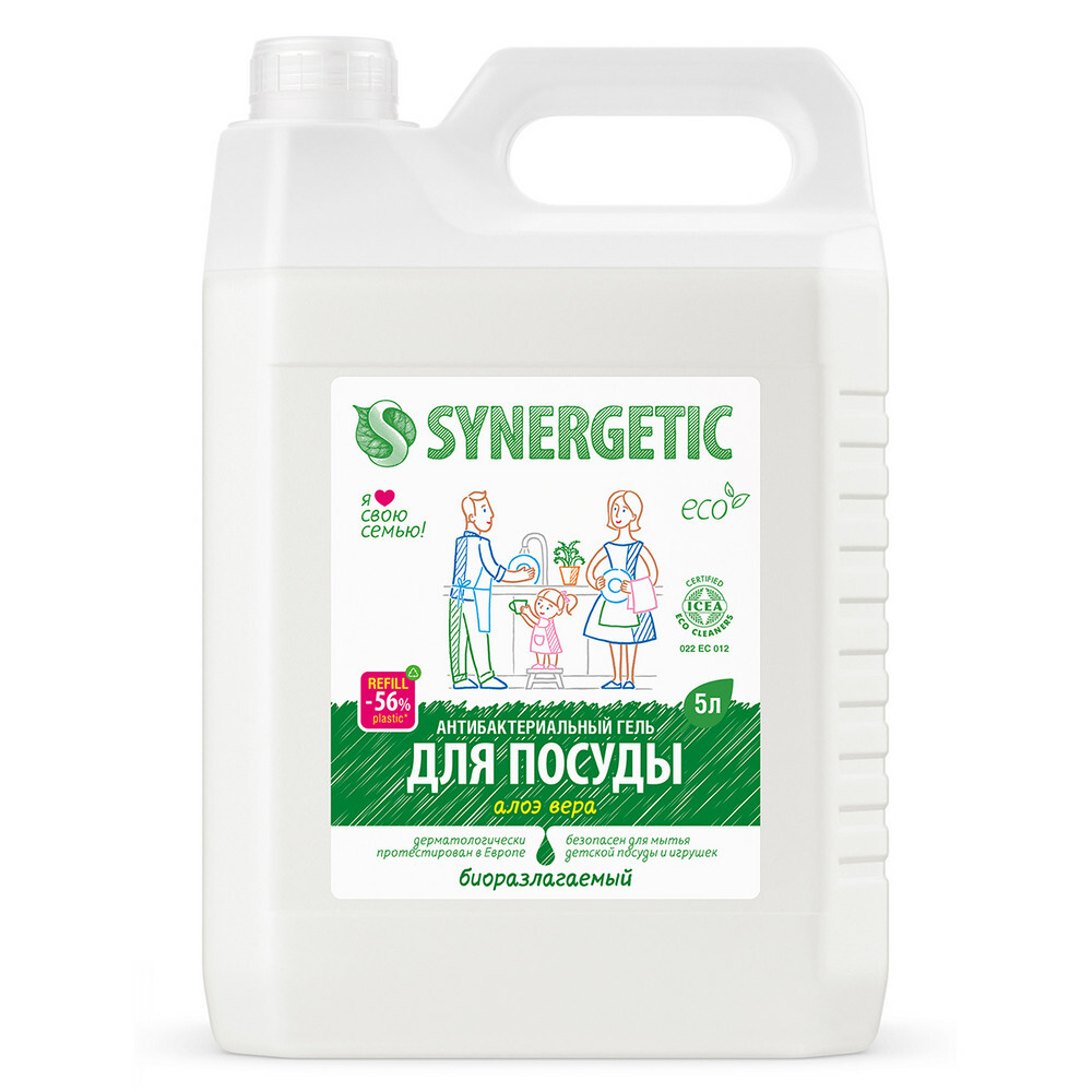 Synergetic Средство для мытья посуды, игрушек Алоэ 5л