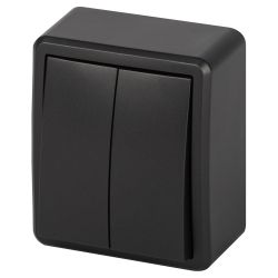 Выключатель ЭРА Эксперт 11-1205-05 двойной с подсветкой IP20 10АХ-250В ОУ антрацит