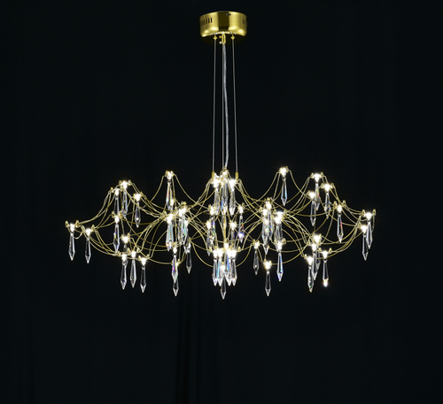 Подвесная люстра светодиодная с пультом и хрустальными подвесками Asfour MyFar Ersilia MR2663-60P-76AP