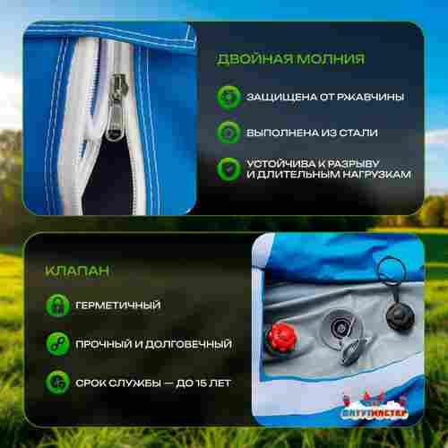 Пневмокаркасная всесезонная палатка «Универсал» 4×2,5×2,5 м — из ПВХ, синяя