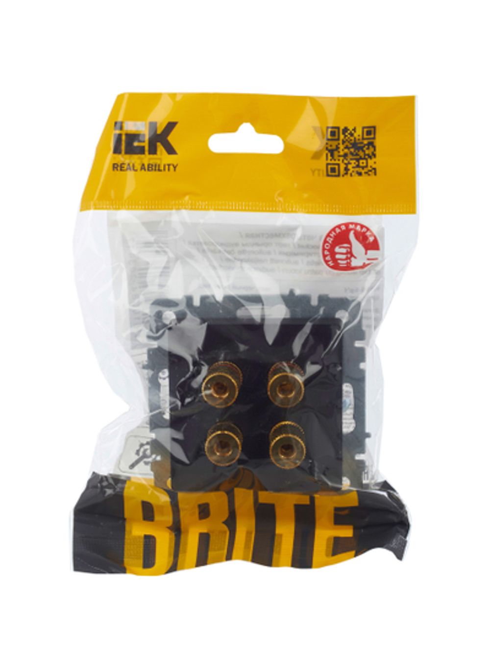 BRITE Аудиорозетка 4-местная РА10-БрЧ черный IEK