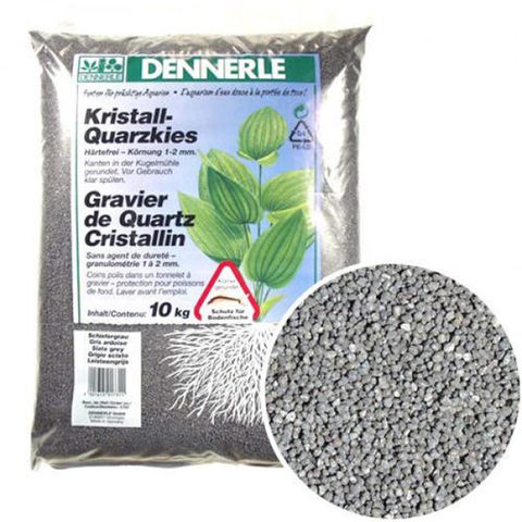 Грунт Dennerle Crystal Quartz Gravel, темно-серый, 10кг