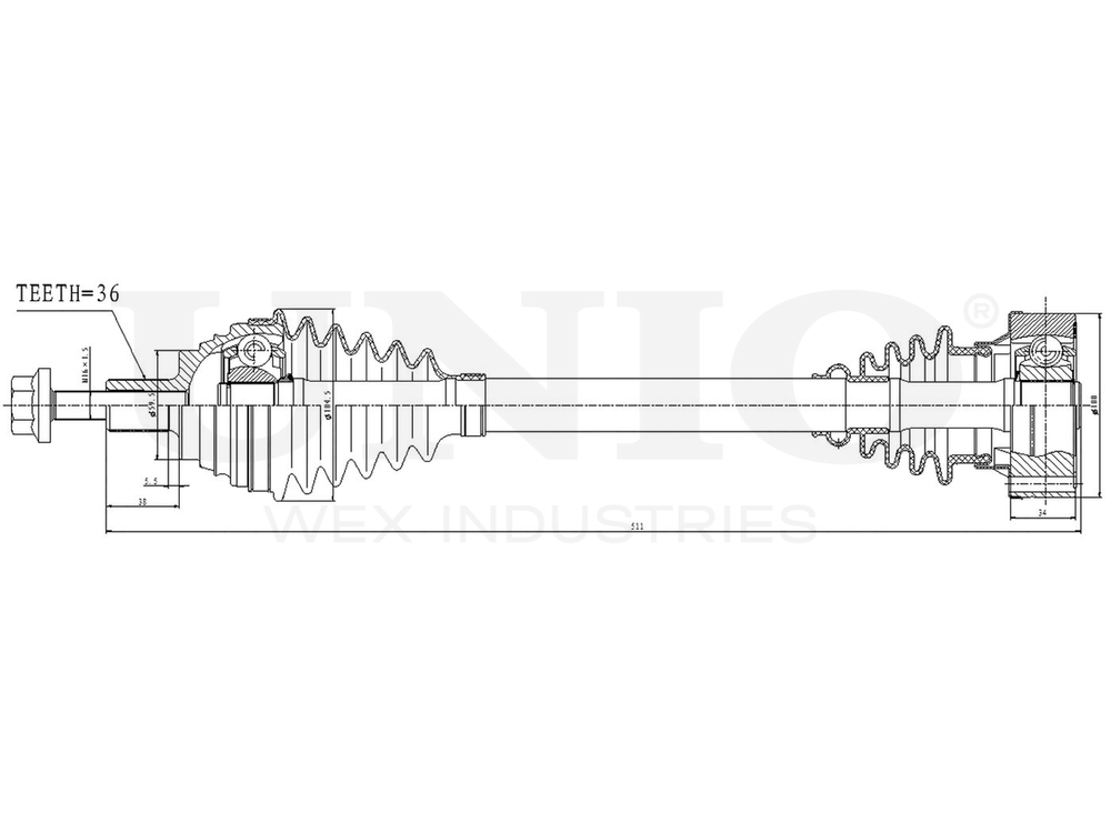 Привод в сборе передний левый UNIO CVJ-10116