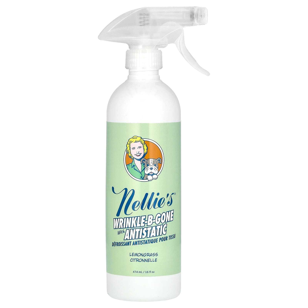 Nellie's, Wrinkle-B-Gone, с антистатиком, лемонграсс, 474 мл (16 жидк. унций)