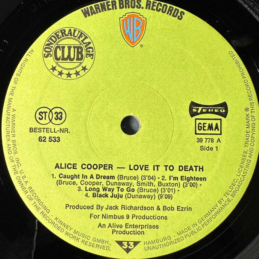 Alice Cooper ‎– Love It To Death (Германия 1973г.)