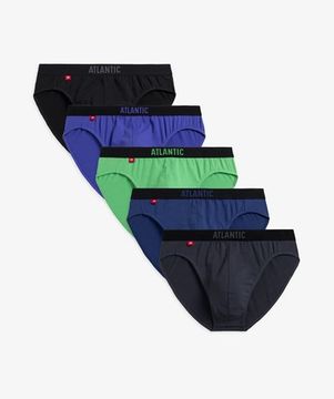 Трусы (5шт) мужские слипы спорт ATLANTIC, 5SMP-004, черный + фиолетовый + зеленый + темно-голубой + графитовый