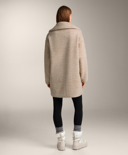 Oysho Длинная куртка из искусственной овчины, песочный меланж