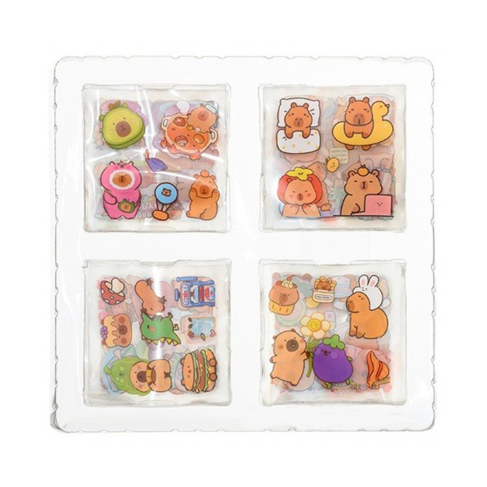 Наклейки стикеры Basir, серия "Капибара" 140, размер 16,5*16,5, ассорти