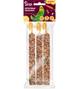 Зерновые палочки для птиц Snax Plus ассорти Овощи, Тропические фрукты, Орех 3шт 75гр.