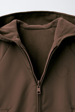 ZARA ДВУСТОРОННЯЯ КУРТКА ИЗ ПОЛАРФЛИСА, КОРИЧНЕВЫЙ