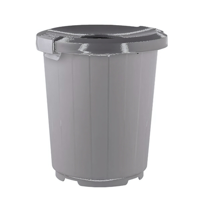 Бак для мусора 105 л с крышкой-воронкой (ручки с креплениями) на колесах, цвет серый