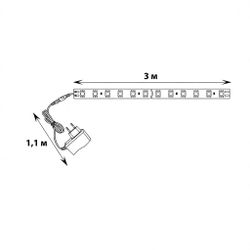 ULS-P71-2835-42LED-m-IP65-3M-SPLE RRP24C00 Комплект светодиодной ленты 3м. Спектр для фотосинтеза. Адаптер 24Вт. Блистер. TM Uniel