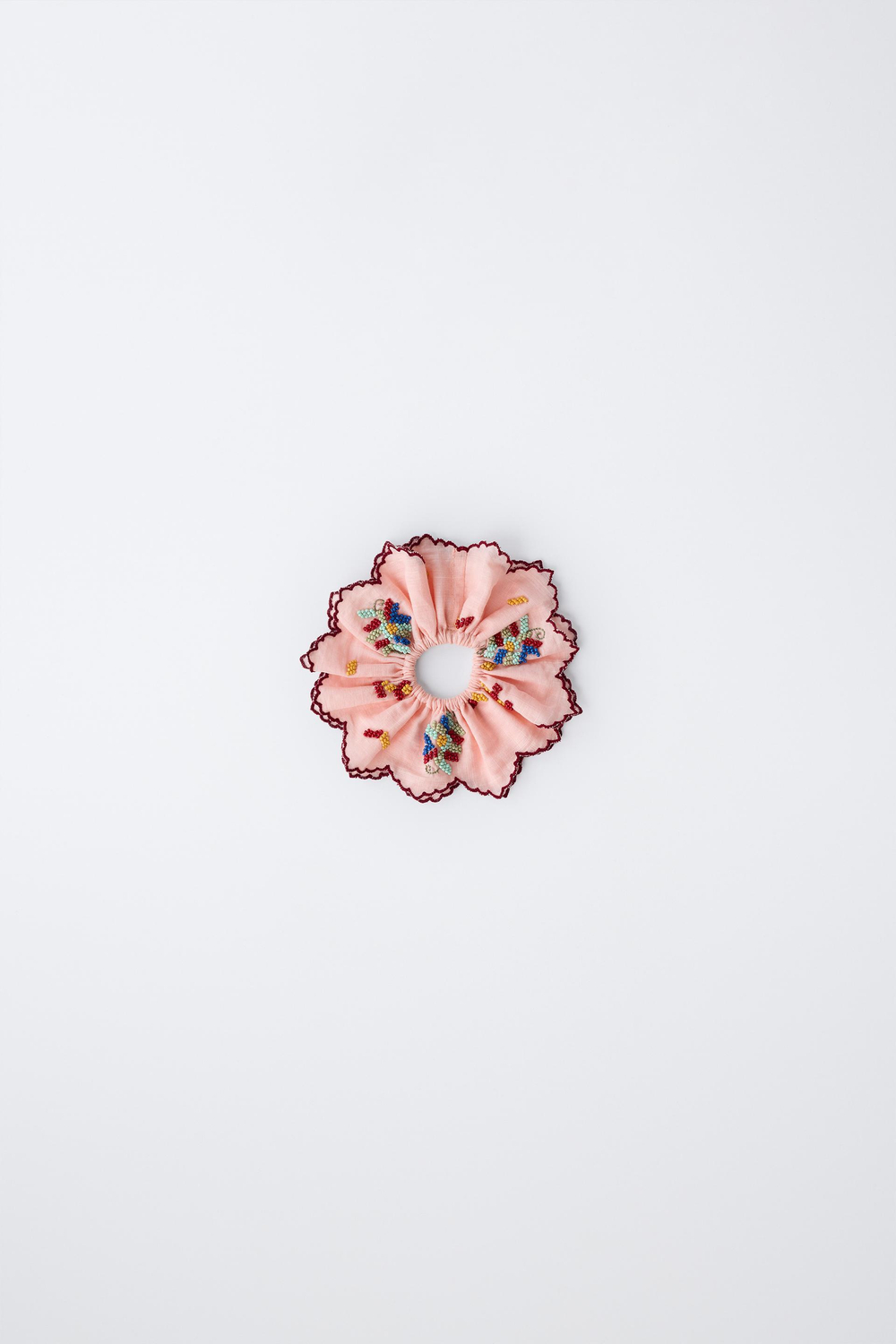 ZARA РЕЗИНКА ДЛЯ ВОЛОС С КОНТРАСТНЫМИ БУСИНАМИ, РОЗОВЫЙ