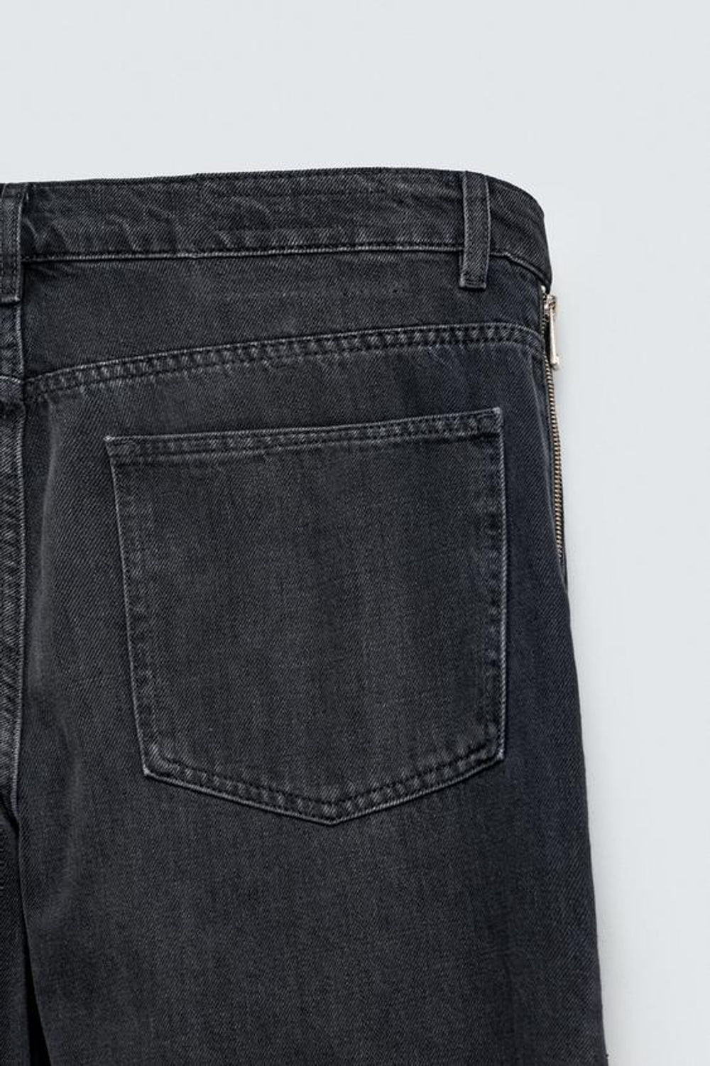 ZARA ДЖИНСЫ FLARED С МОЛНИЯМИ, УГОЛЬНЫЙ