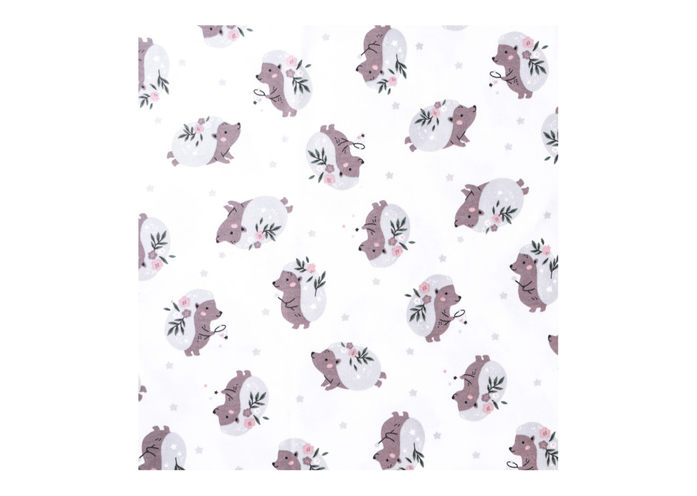 Простынь для кроватки Classic (ёжики с цветами, трикотаж)