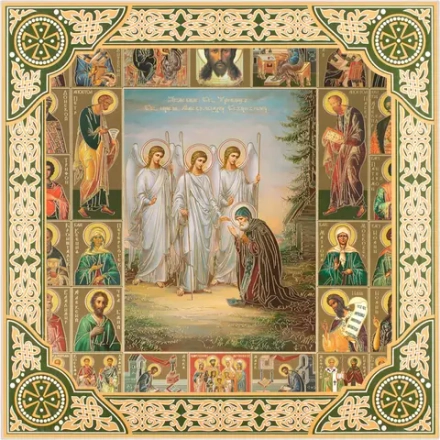 Икона "Явление Св.Троицы Александру Свирскому", рама 28х28, в коробке