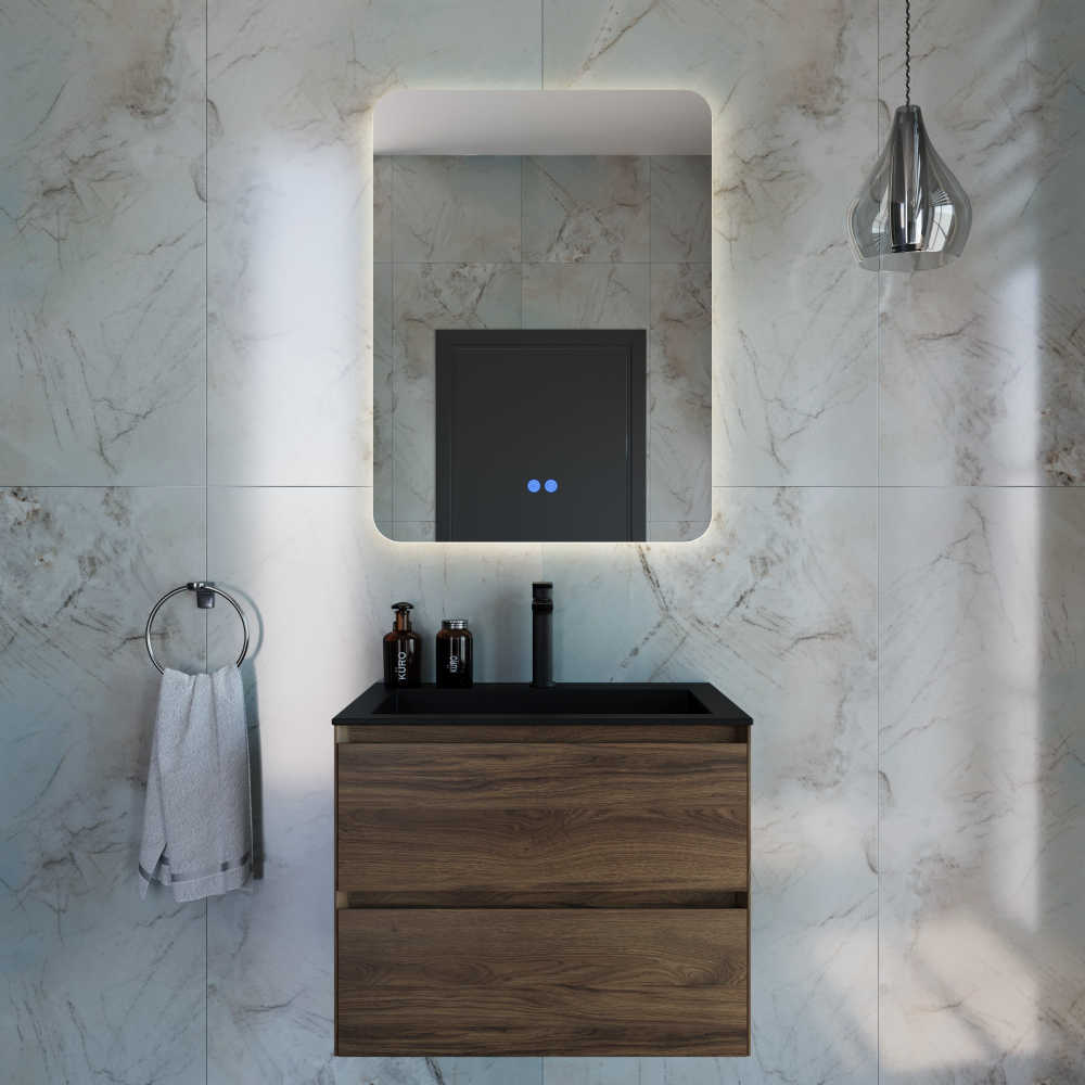 База под раковину Luka 600 подвесная, 2 выкатных ящика soft-close, С.Oak