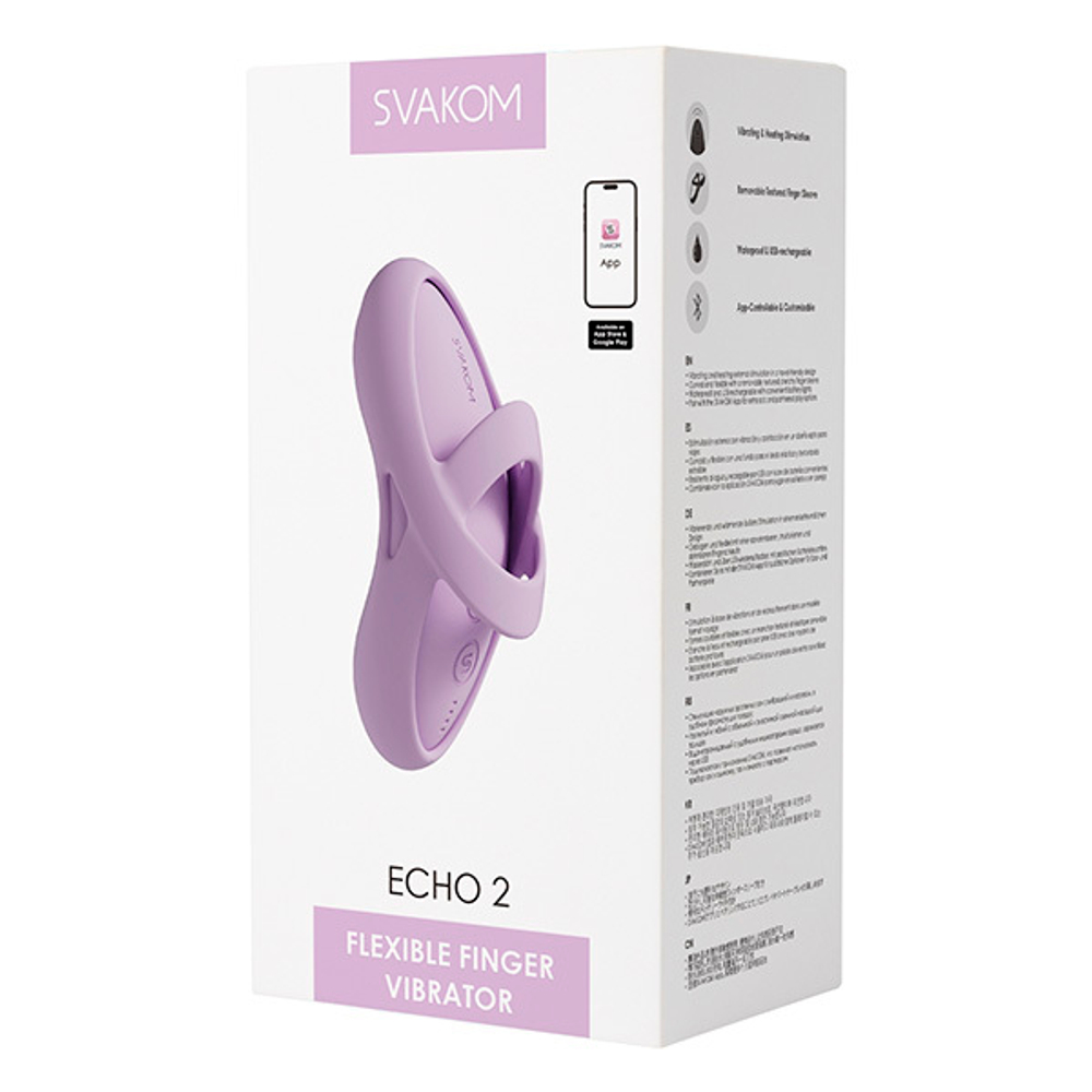 Сиреневый вибростимулятор на пальцы с функцией нагрева Svakom Echo 2 Flexible Finger Vibrator SC511B-PL