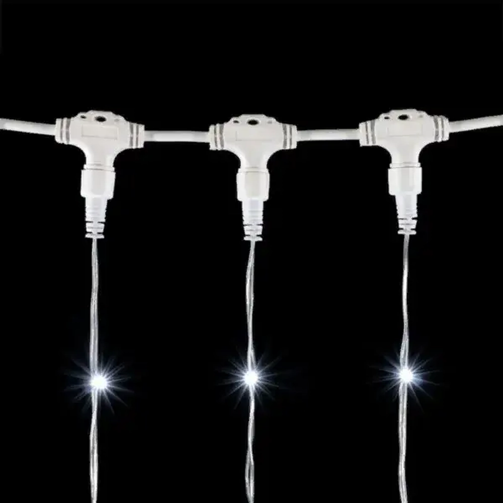 Светодиодный занавес 2*2 м., 400 белых LED ламп, мерцание, прозрачный провод ПВХ, LTC (PCL402BLW-10-2W)