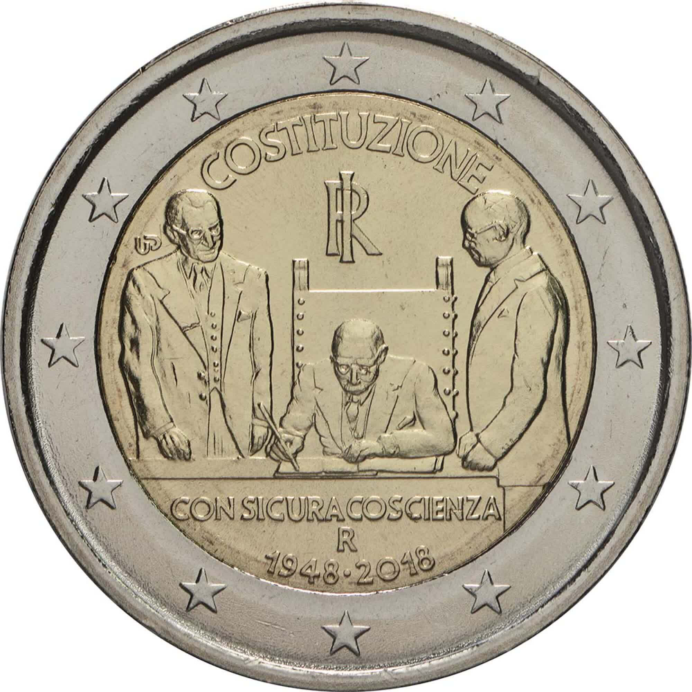 ИТАЛИЯ, 2018, 2 ЕВРО [БИМЕТАЛЛ] [UNC]