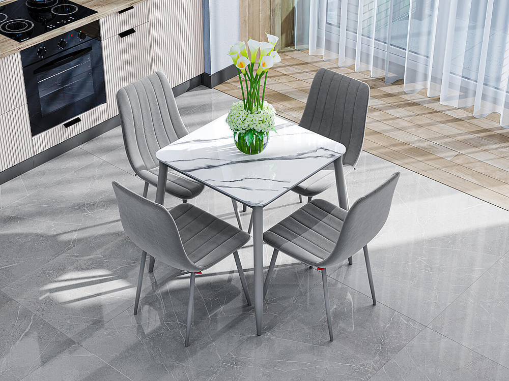 Стол Uni-Form-S.2B SGrey/White Gloss Marble 727*800*800