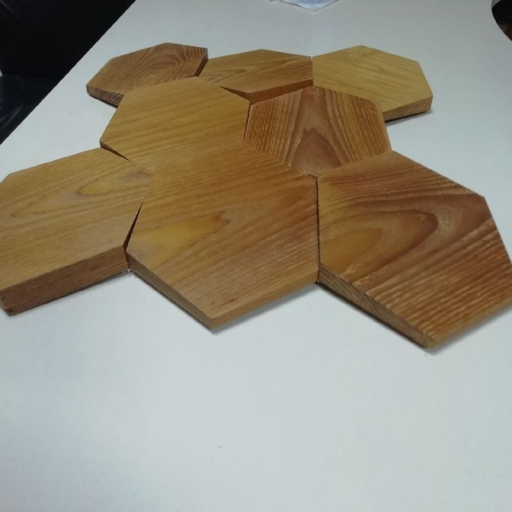 Деревянная мозаика для стен Wood Mosaic 3Д Термоясень Гексагон угол