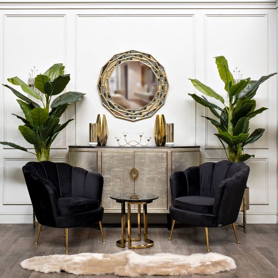 GD-ET002 Стол журнальный D'Oro Garda Decor черный мрам. d50*50см