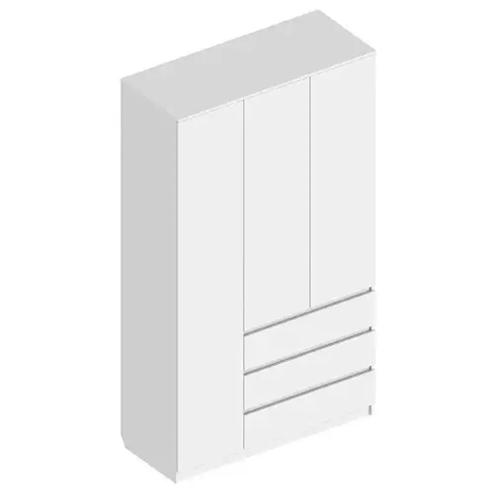 Шкаф 3-ств. с 3 ящиками "Бьянко