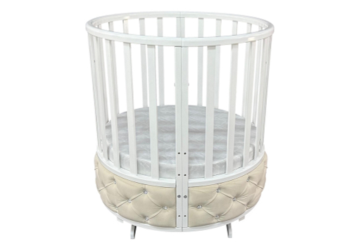Детская кроватка "Severyanka мягкая вставка велюр" 6 в 1 (поперечный маятник, круглая, овальная)