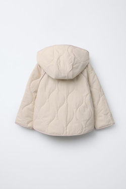 ZARA СТЕГАНАЯ КУРТКА WATER REPELLENT, ЭКРЮ