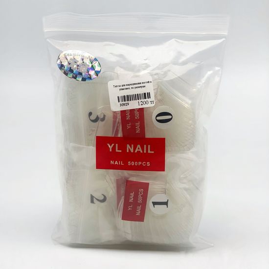 Типсы для наращивания ногтей в упаковке, по размерам