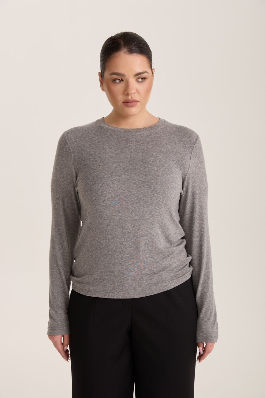 Лонгслив с шерстью мериноса, светло-серый