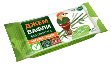 Вафли. Безглютеновые. Абрикос - Тыква без сахара, 21 гр(шоубокс 10 шт)