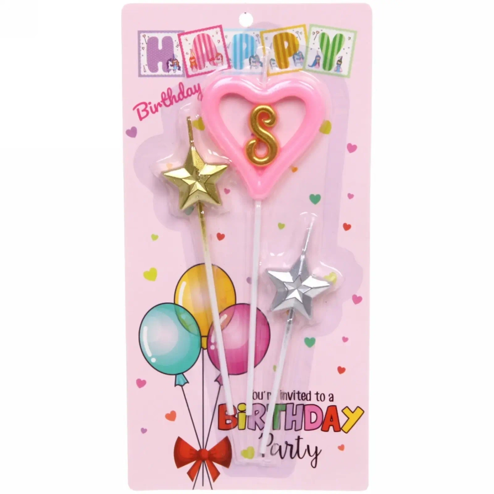 Свечи для торта Цифра Звёздный праздник «8», розовый