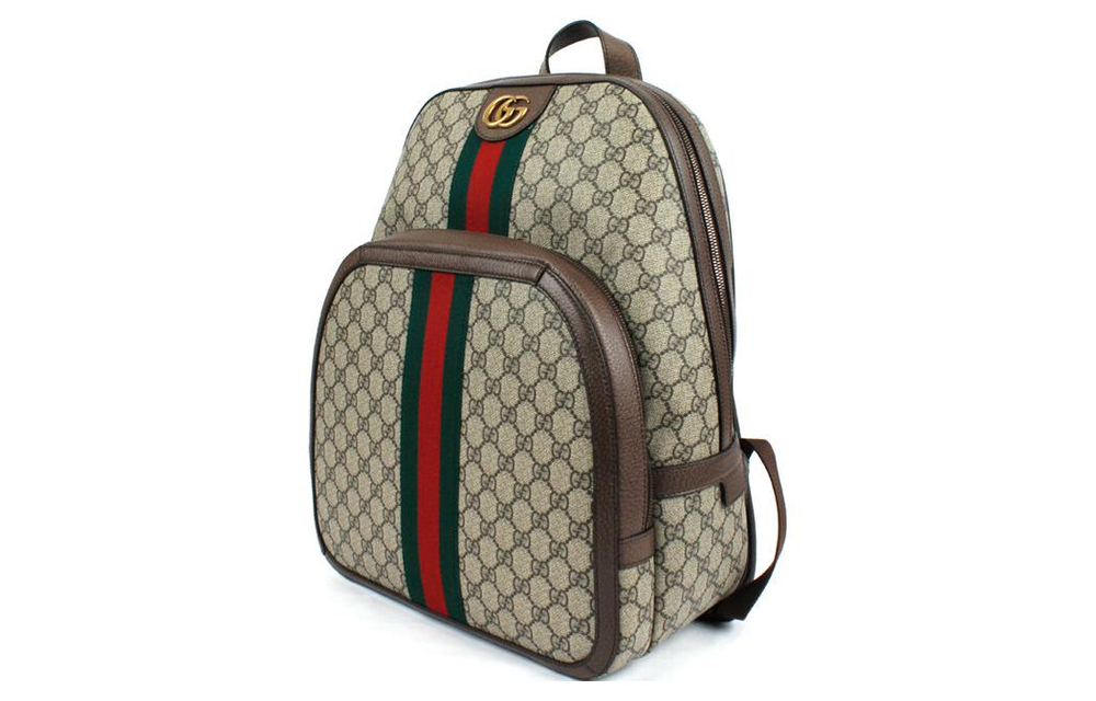 GUCCI Ophidia Canvas With Leather Backpack Medium Unisex Ebony/Brown