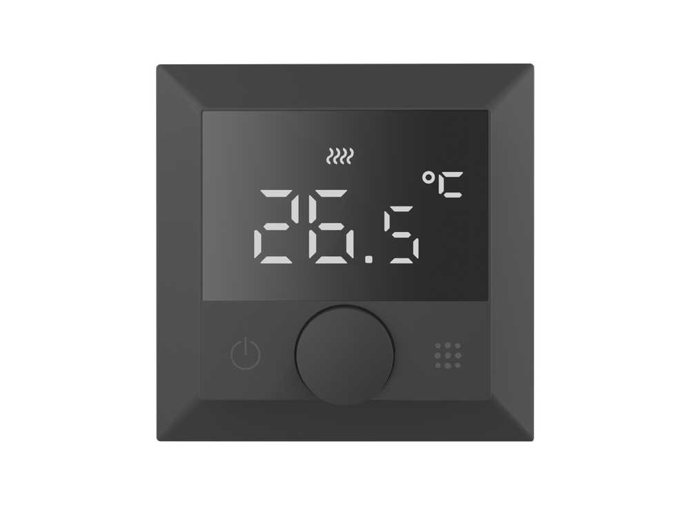 Термостат с датчиком пола, программируемый с Wi-Fi , 16 A, 55*55 мм.черный, ручка настройки