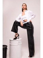 Кожаные брюки палаццо