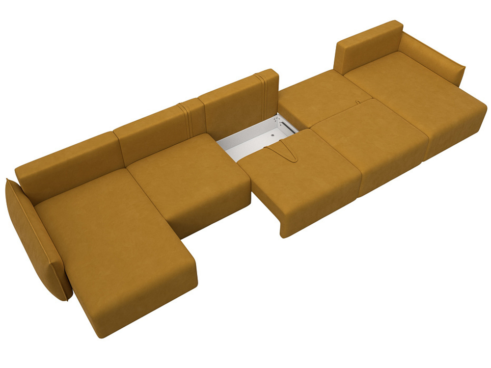 Диван П-образный Лига-051 НПБ МегаЛонг ВЕЛЮР BRUT 10 желтый