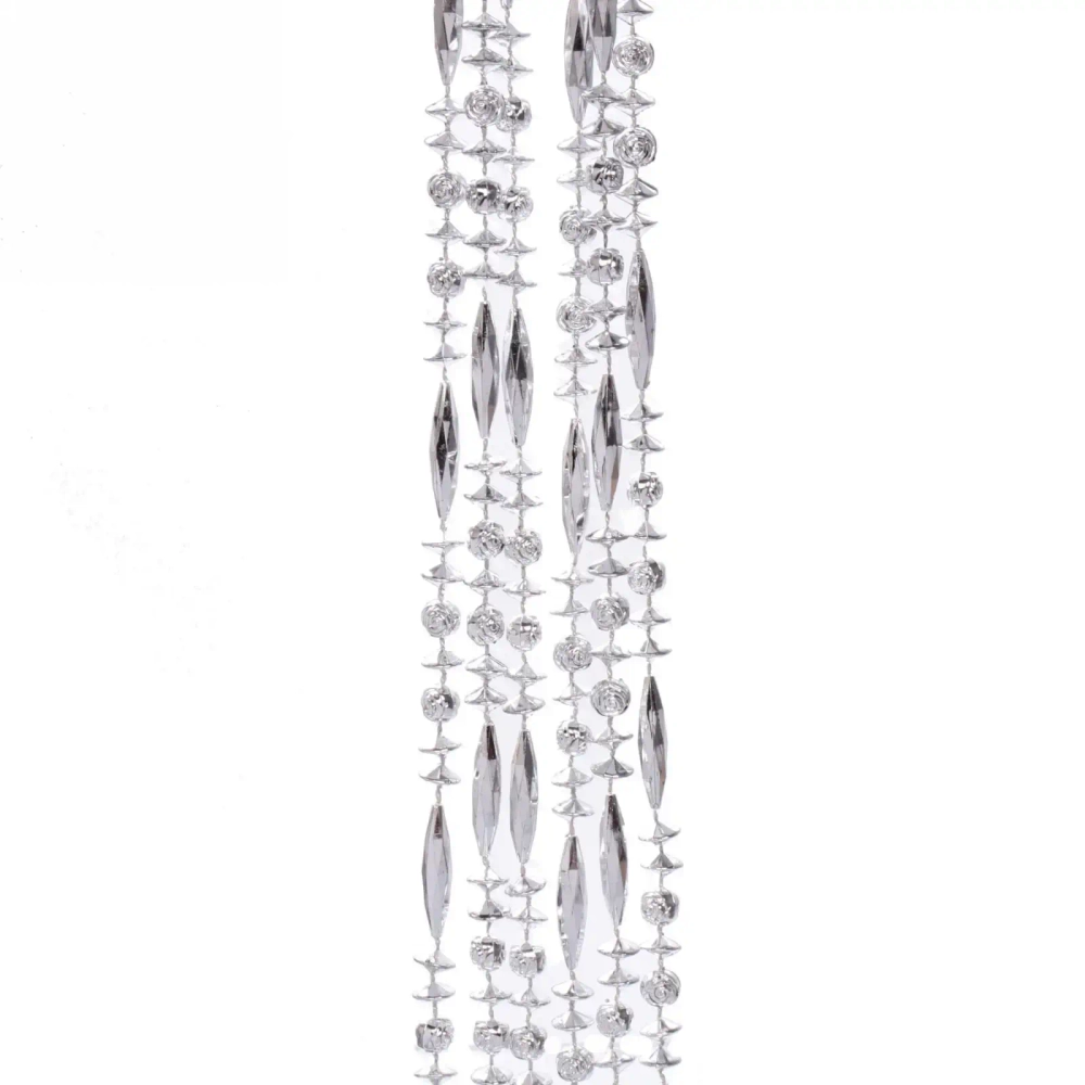 Бусы на ёлку 2м «Бриллианты», Серебро