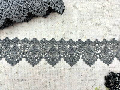 Кружево плетеное, ш. 6,5 см, тёмно-серый