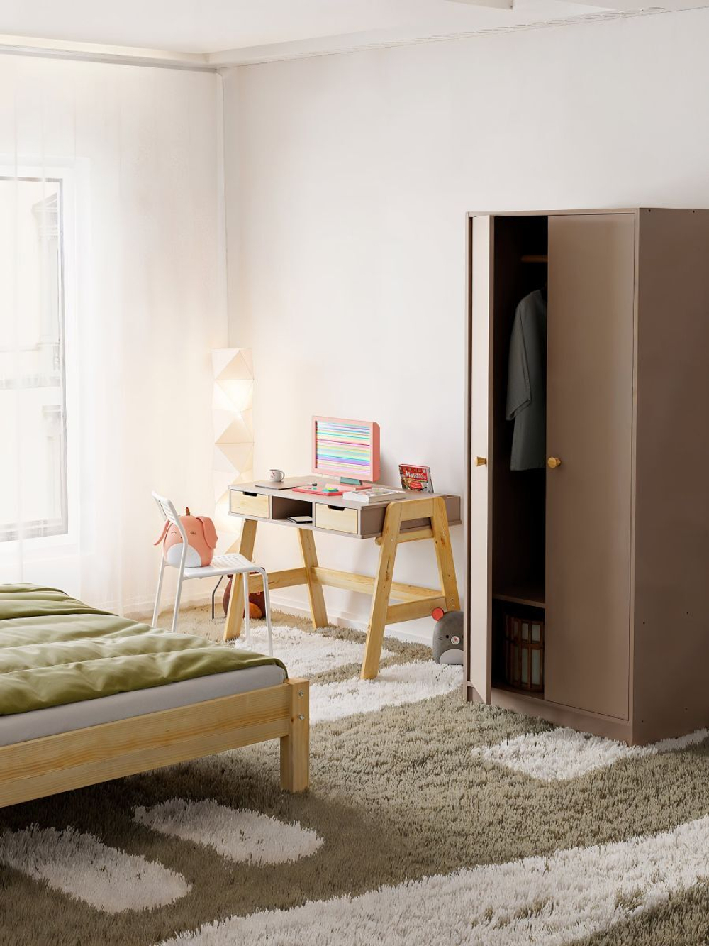 Письменный стол Чек с 2 ящиками, сосна/персидский