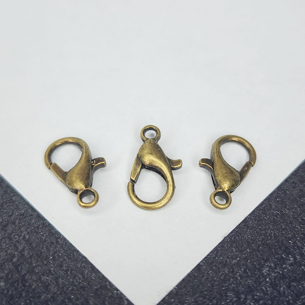 Замок карабин, античная бронза, бижутерный сплав, 12×6мм, штучно