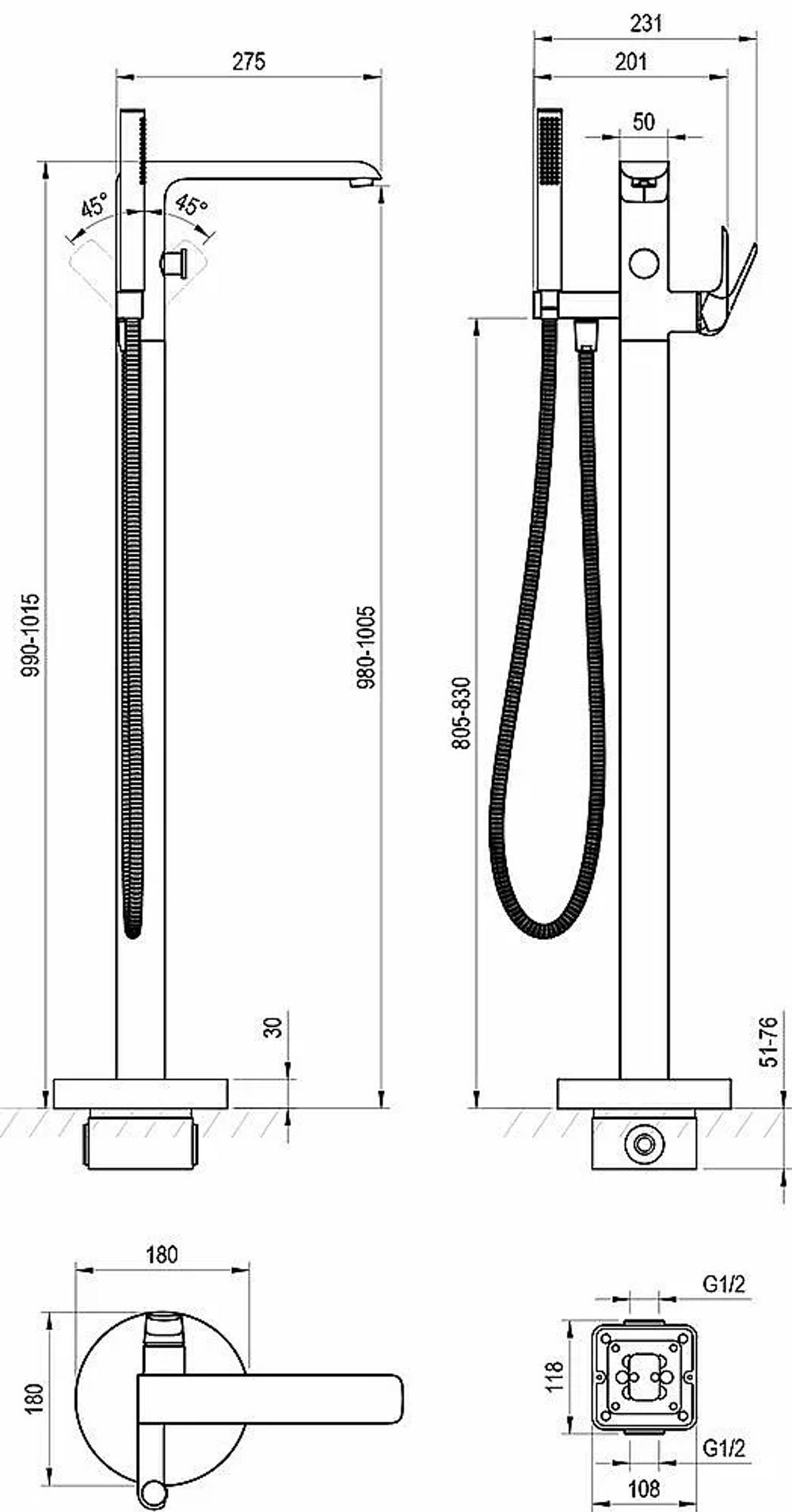 Смеситель для ванны Ravak Flat X070440 хром