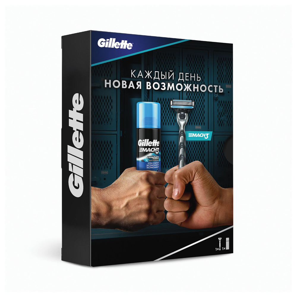 Gillette MACH-3 Станок д/бритья с 1касс. + Гель д/бр Экстракомфорт 75мл