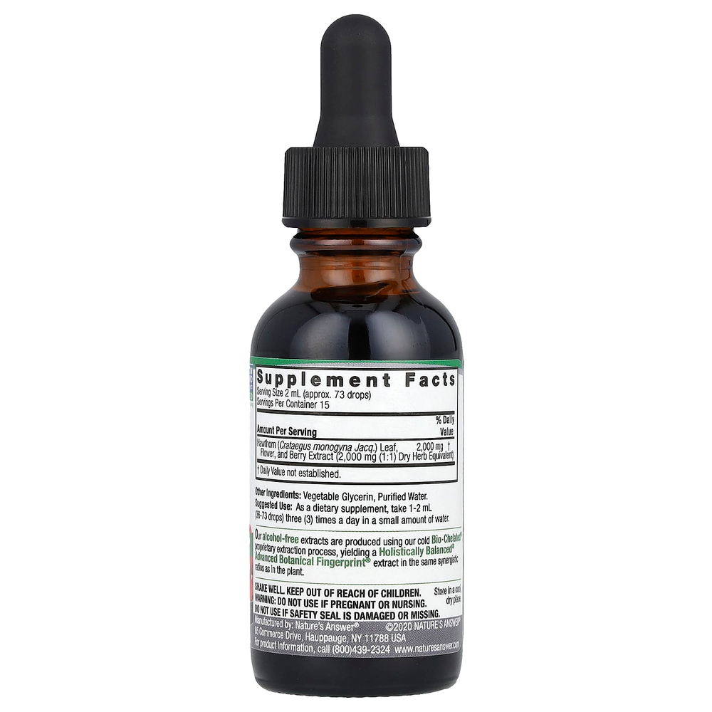 Nature's Answer, жидкий экстракт ягод боярышника, без спирта, 2000 мг, 30 мл (1 жидк. унция)